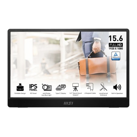MSI PRO MP161DE E2 16" Full HD 1920x1080 Monitor - Mini HDMI, USB-C, 60Hz - Exceptional Clarity & Versatility